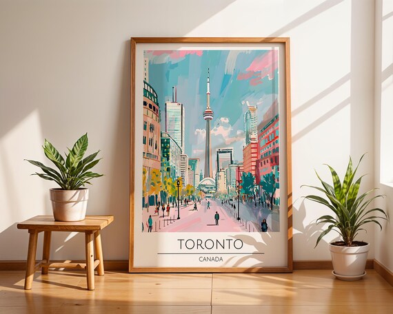 Toronto Canada CN Tower City Skyline Street Scene Art Poster