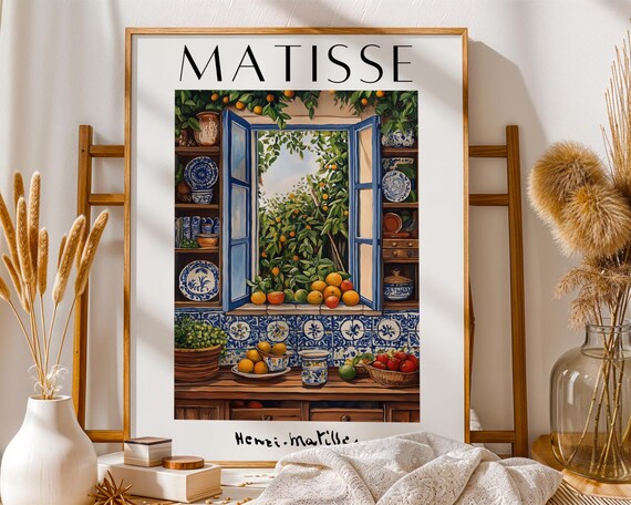 Matisse Inspired Citrus Kitchen Window Still Life Art Print Decor