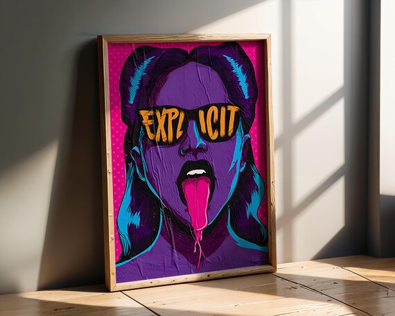 Explicit Neon Pop Art Portrait Bold Graphic Urban Wall Poster