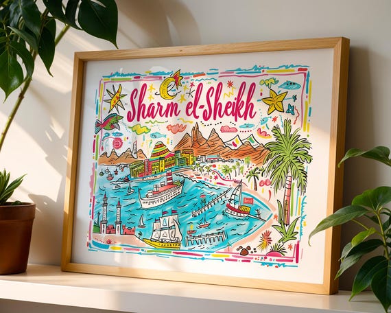 Sharm Elsheikh Egypt Poster Red Sea Wall Art Unique African Travel Print Home Decor Vacation Gift Bedroom Bathroom