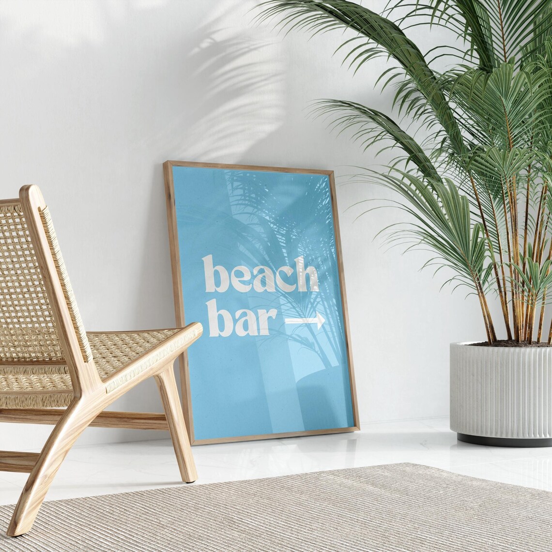 Beach Bar Arrow Sign Poster Baby Blue Coastal Preppy Room Decor - Image 2