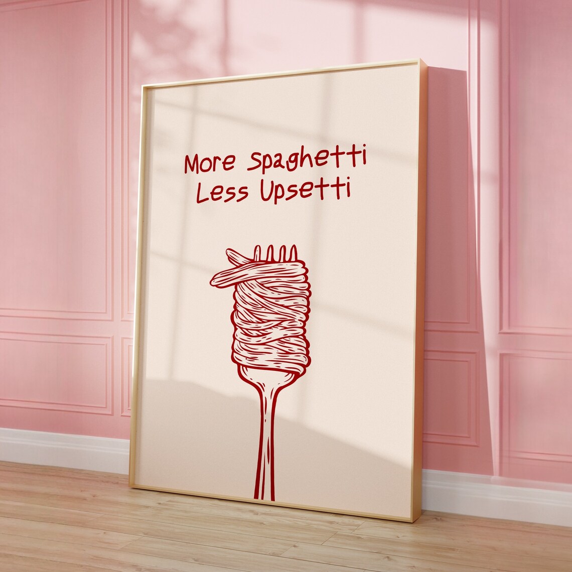 Kitchen Wall Art Cute Kitchen Decor More Spaghetti Less Upsetti Poster Trendy Typography Print Funny Kitchen Wall Instant - Image 2