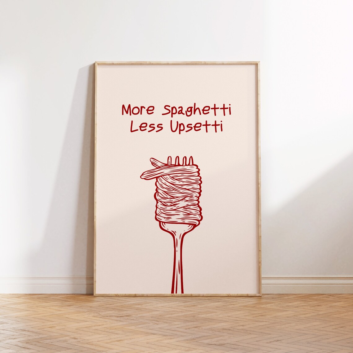 Kitchen Wall Art Cute Kitchen Decor More Spaghetti Less Upsetti Poster Trendy Typography Print Funny Kitchen Wall Instant