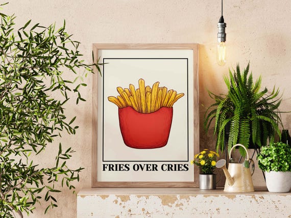 Preppy Pop Art Print Funny Quote Wall Motivational Retro Poster Whimsical Kitchen Decor Home