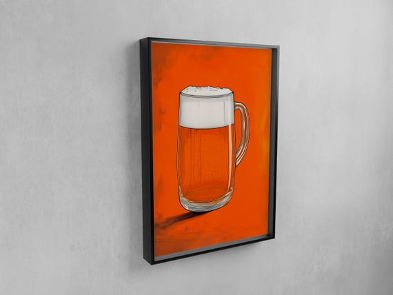 Beer Poster Retro Bar Cart Art Vintage Pop Man Cave Wall Decor Home Print Minimalist Drink Artwork