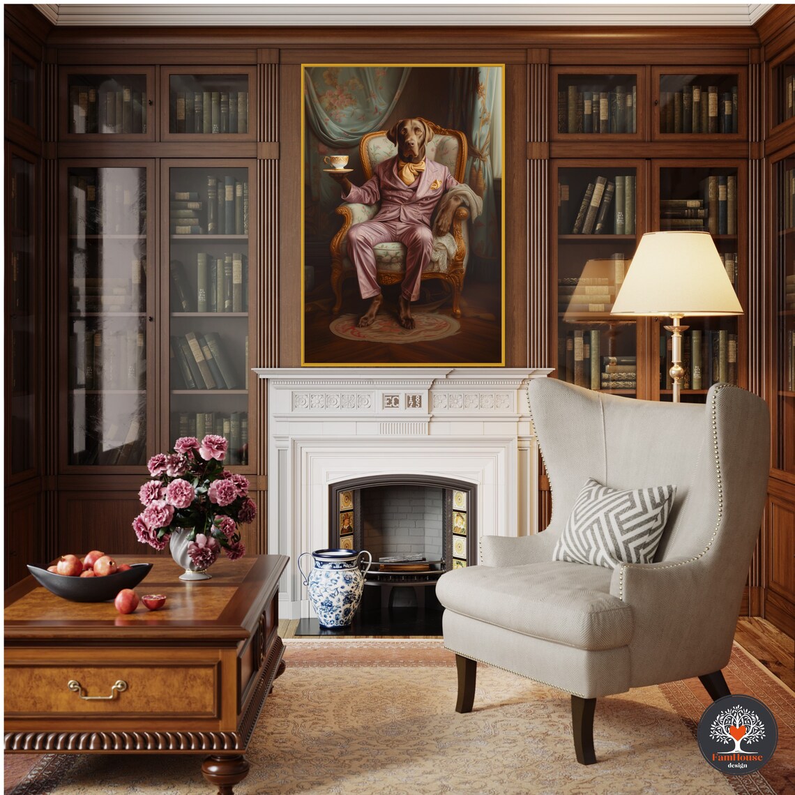 Personalized Victorian Chocolate Lab Portrait Art Print - Image 4