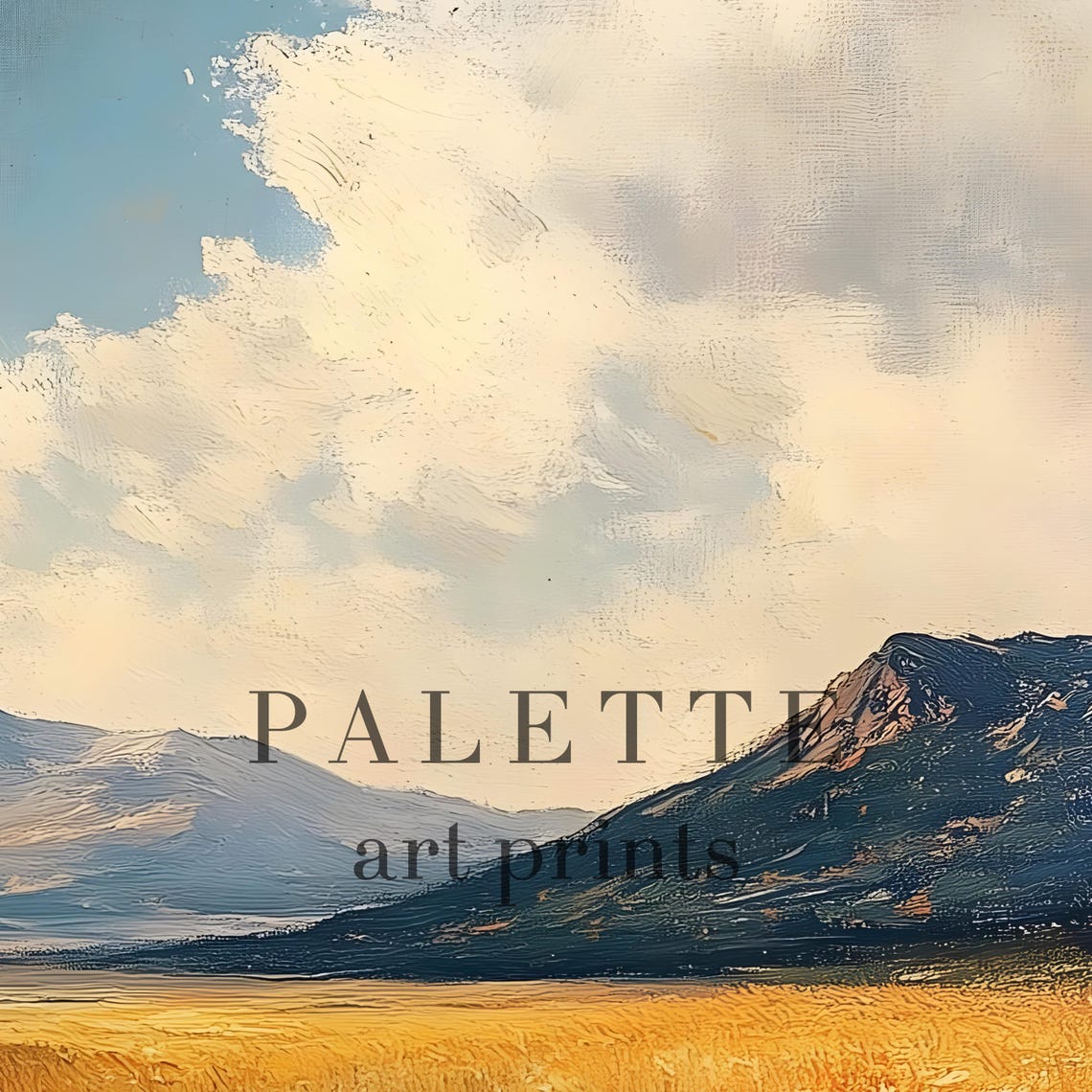 Golden Wheat Field Before Mountain Peaks Under Big Sky Wall Art - Image 2