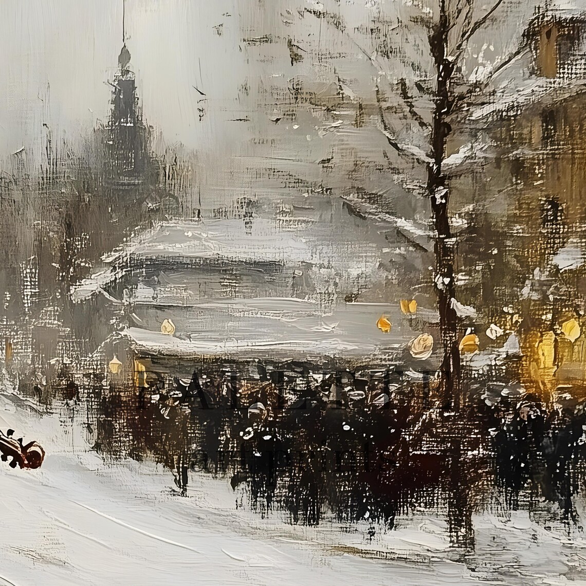 Elegant Violinist Playing on Snowy City Street Winter Music Poster - Image 2