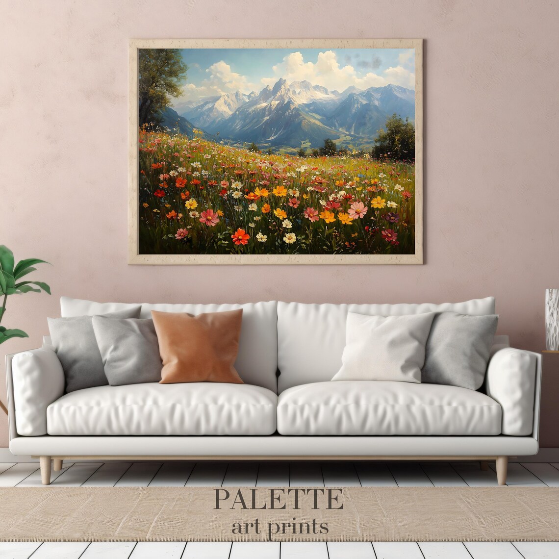 Majestic Mountain Flower Field, Alpine Peaks Spring Bloom - Image 3