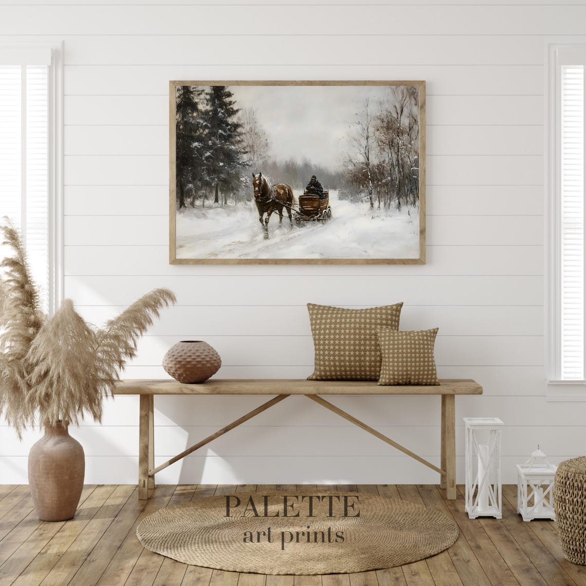 Horse Drawn Carriage Traveling A Snowy Forest Path In Winter Poster - Image 3