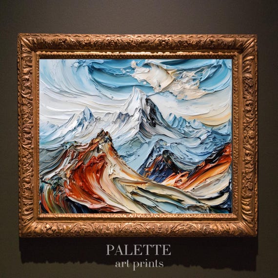 Maritime Alps Art Print Alpine Mountain Landscape Painting Nature Wall Decor Txt010