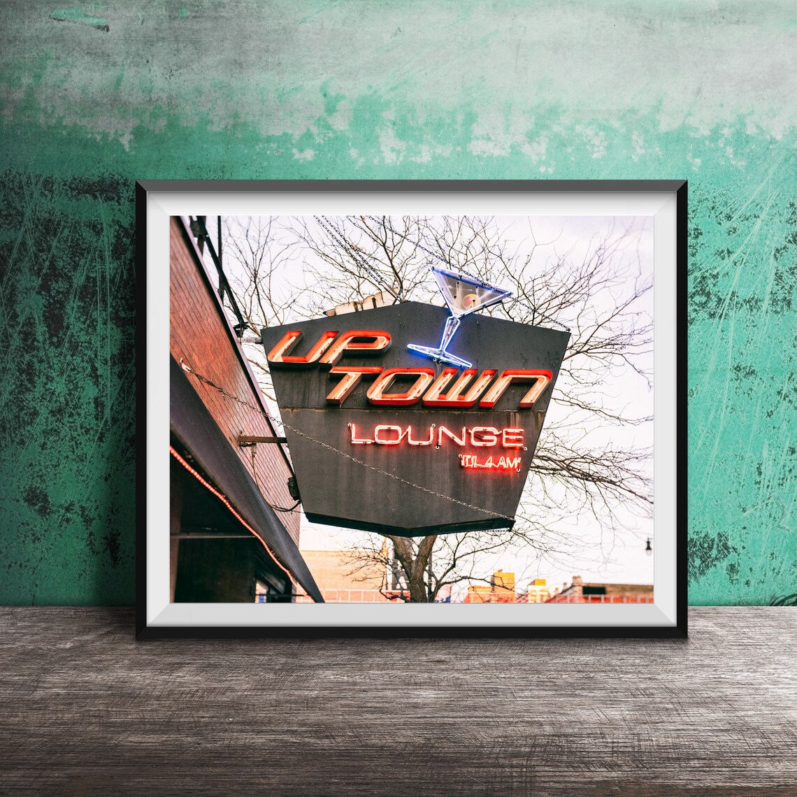 Uptown Lounge Till 4AM Red Neon Martini Bar Sign Photo Poster