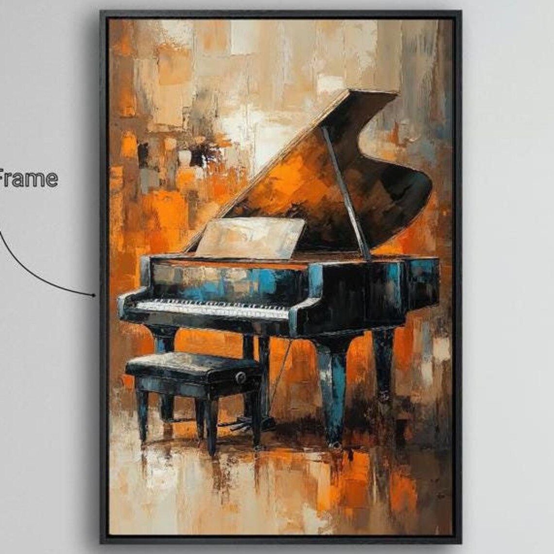 Elegant Grand Piano Orange Abstract Background Music Painting Print
