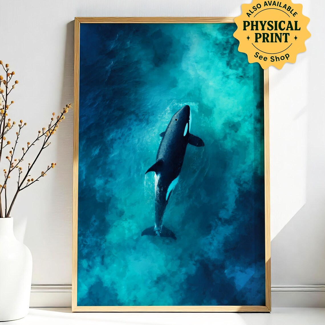 Watercolor Orca Whale Print Ocean Animal Wall Art