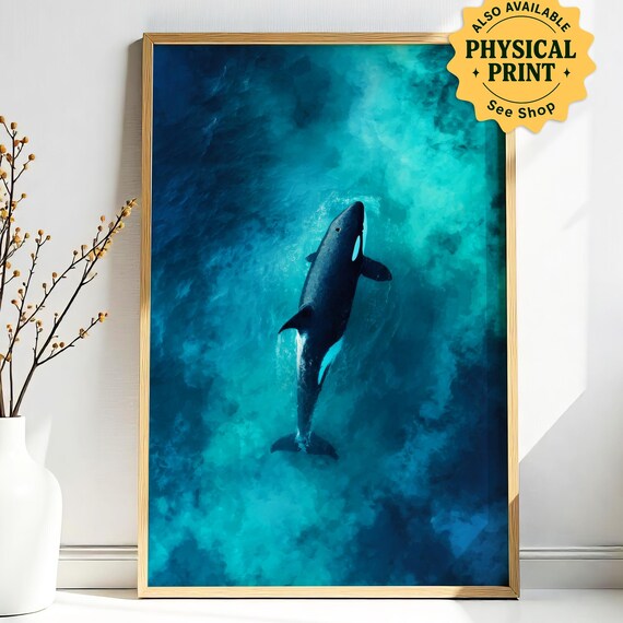 Watercolor Orca Whale Print Ocean Animal Wall Art