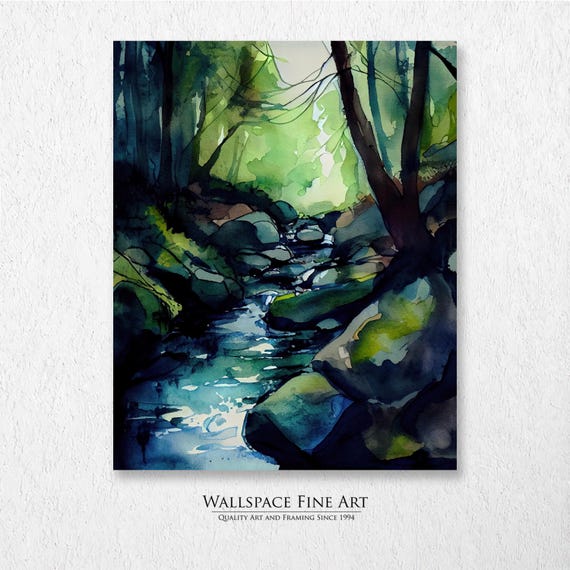 Through The Trees Summer Country Stream Landscape Painting Wall Art Dcor Print Wallspace Fine 20057
