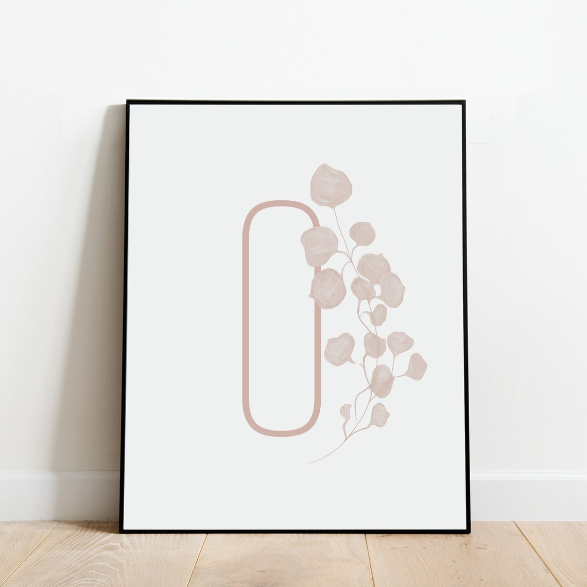 Monogram Letter O Gray Eucalyptus Botanical Initial Framed Art Print - Image 2