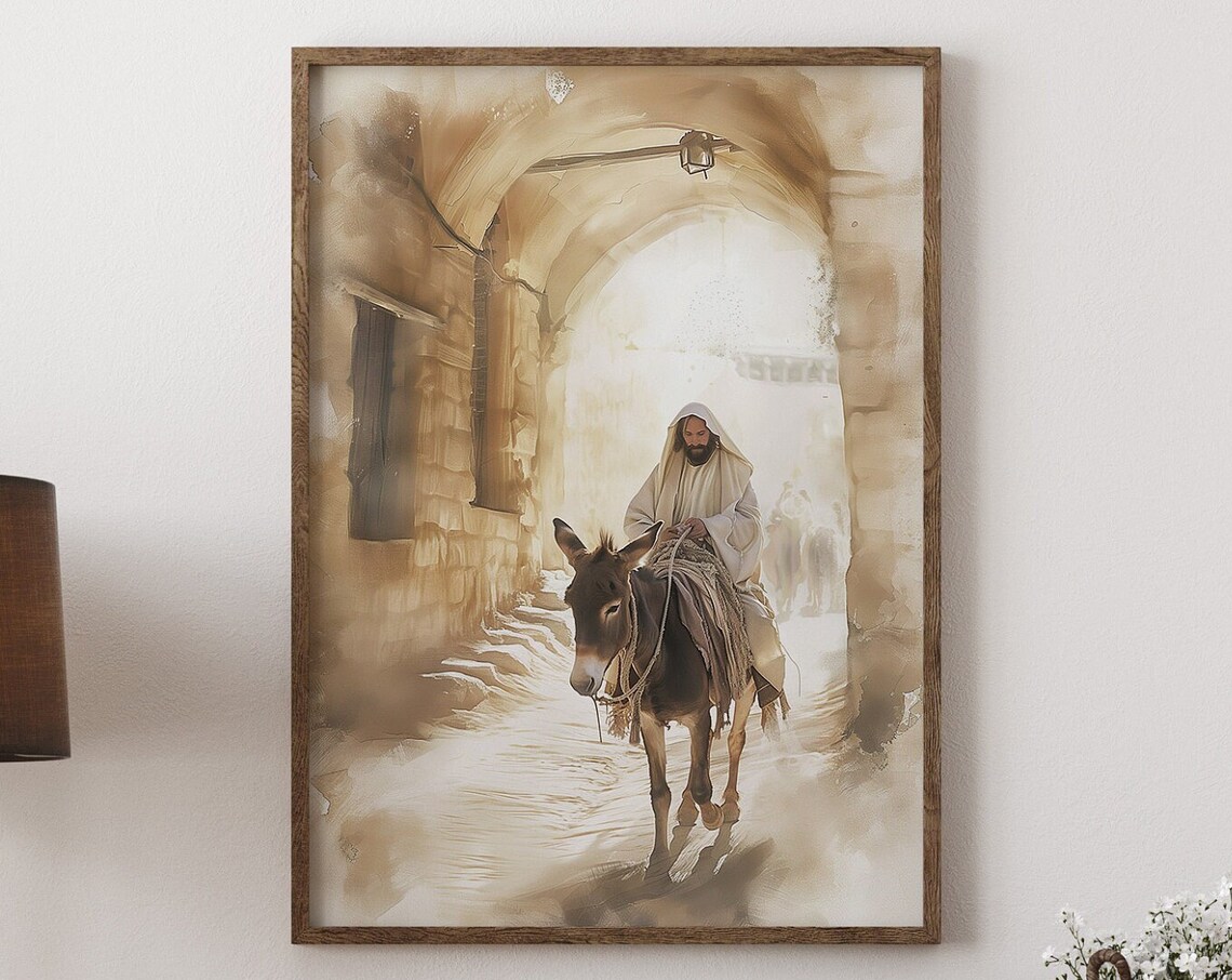 Jesus On A Donkey Jerusalem Christian Poster - Image 3