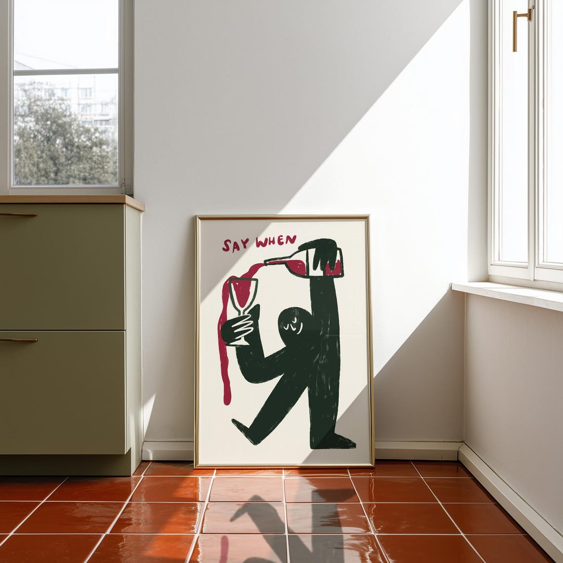 Funny Wine Wall Art Kitchen Bar Decor Say When Print Cart Poster - Image 5