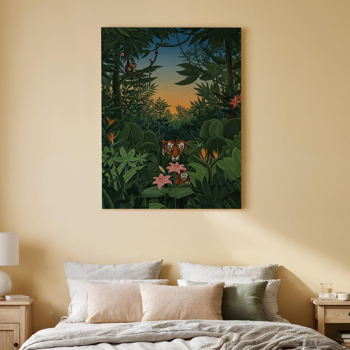 Prowling Tiger in the Jungle Lush Tropical Wildlife Nature Poster
