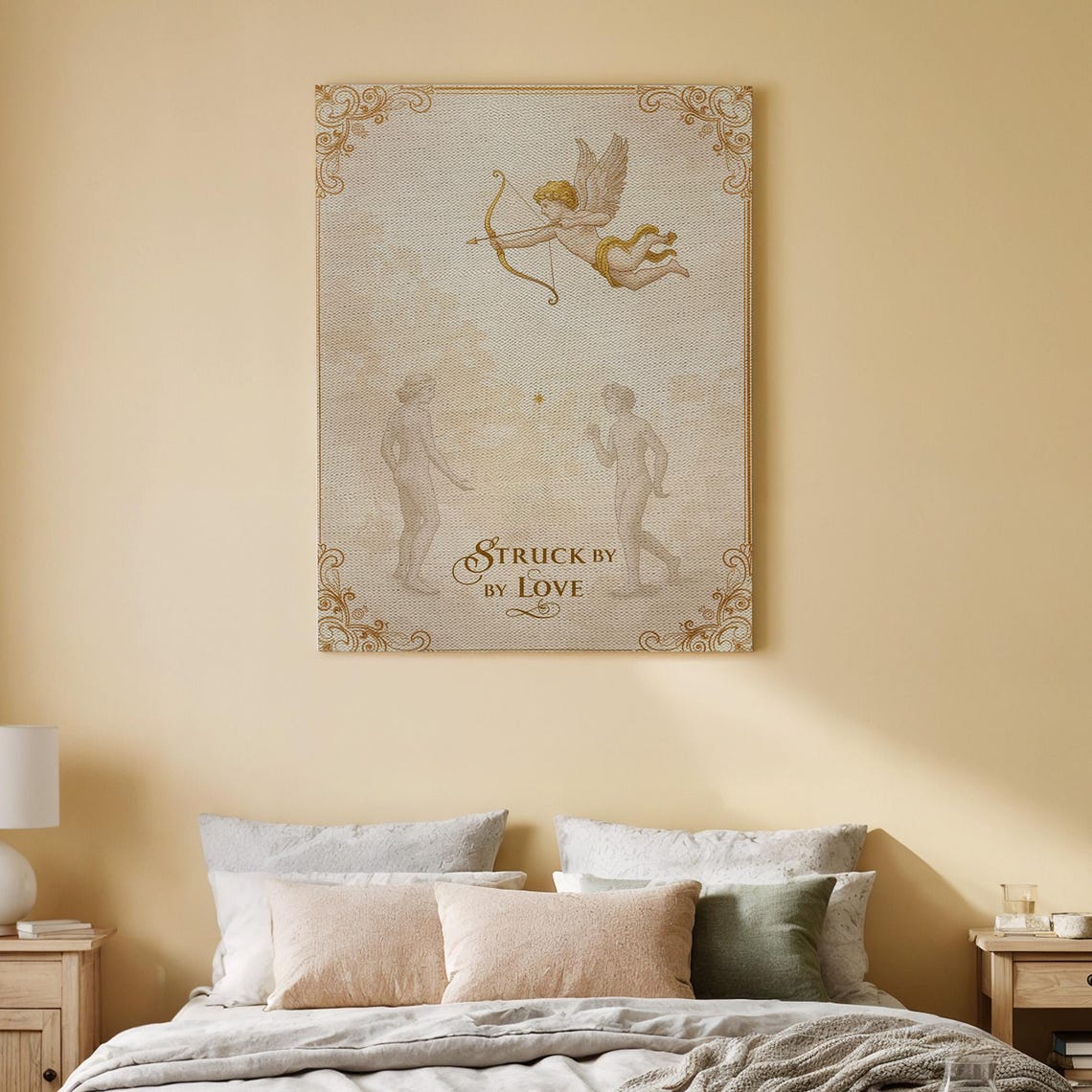 Struck By Love Cupid Arrow Romantic Classical Vintage Art Poster