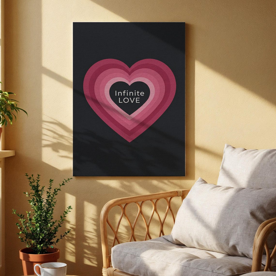 Infinite Love Layered Hearts Typography Print Black And Pink