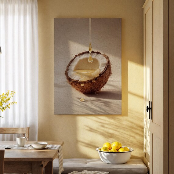 Coconut Oil Drip Closeup Natural Food Photography Kitchen Wall Poster