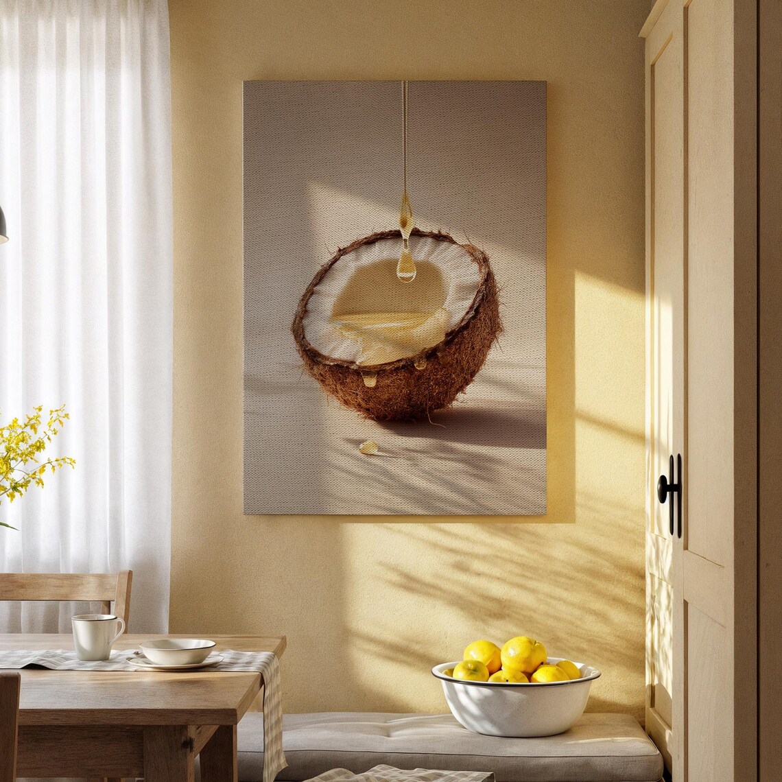 Coconut Oil Drip Closeup Natural Food Photography Kitchen Wall Poster