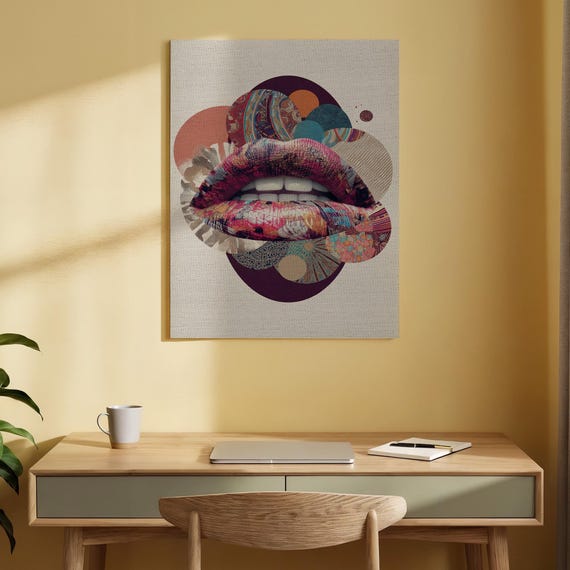 Abstract Lips Canvas Wall Art Colorful Modern Lip Print Bold Artistic Expression For Bedroom Living Room Or Studio Decor