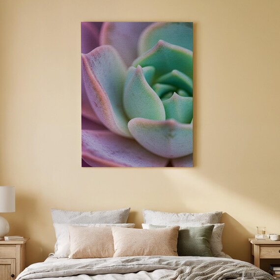 Succulent Plant Canvas Wall Art Green And Pink Botanical Print Modern Minimalist Nature Artwork For Bedroom Living Room Or Office Decor
