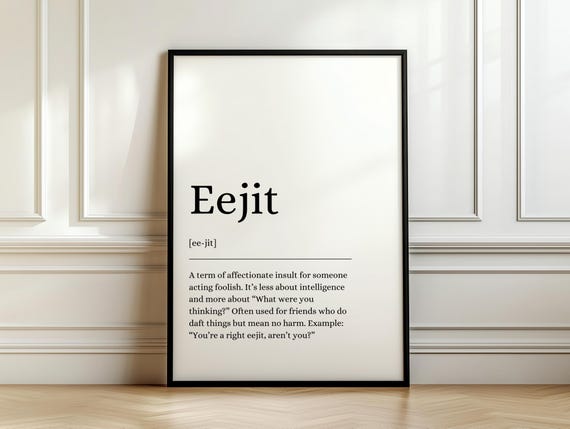 Eejit Poster Print Irish Wall Art Gifts Funny Gift For Friend Definition