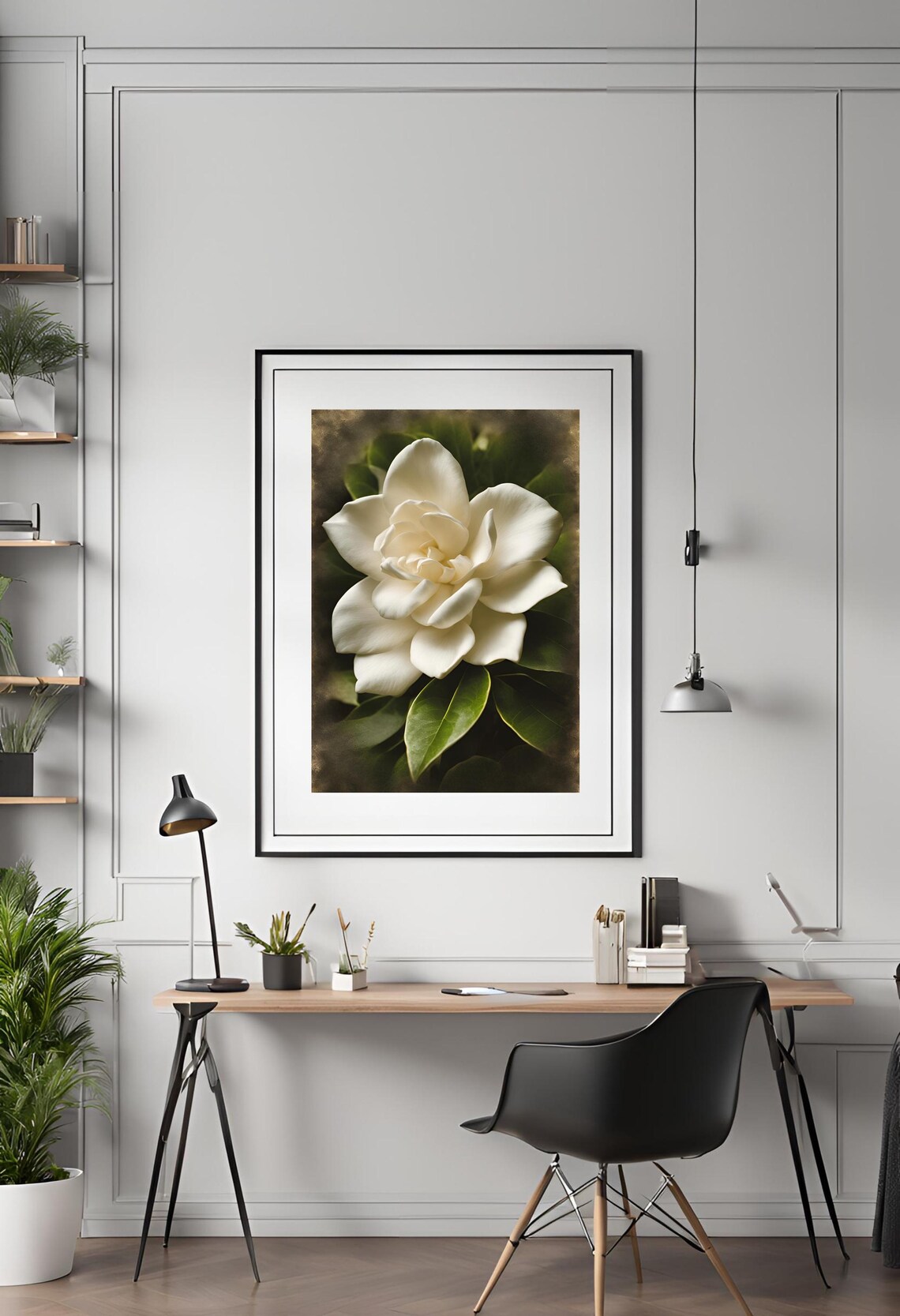 White Gardenia Bloom Moody Botanical Floral Photography Poster - Image 4