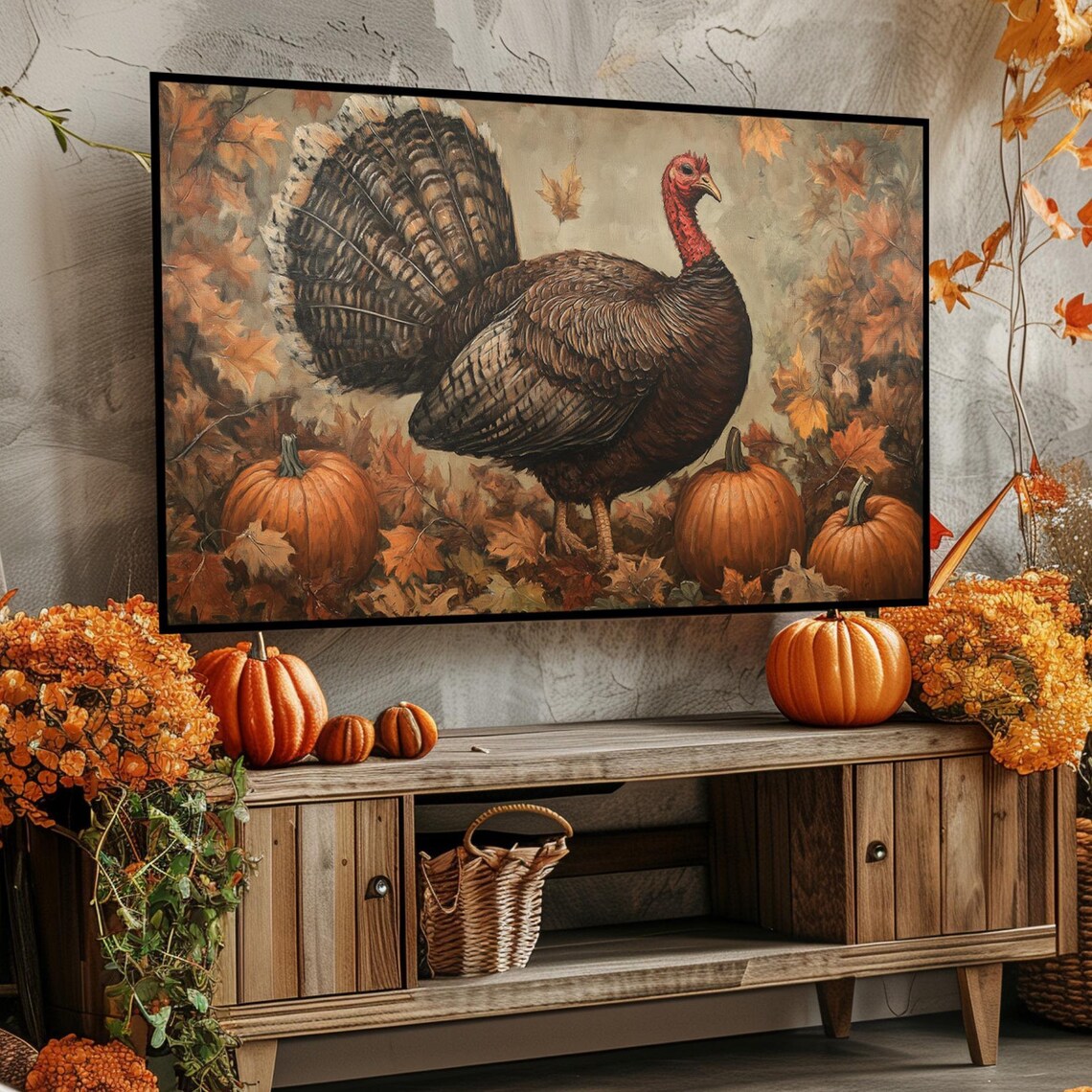 Thanksgiving Turkey Art Print, Rustic Fall Decor