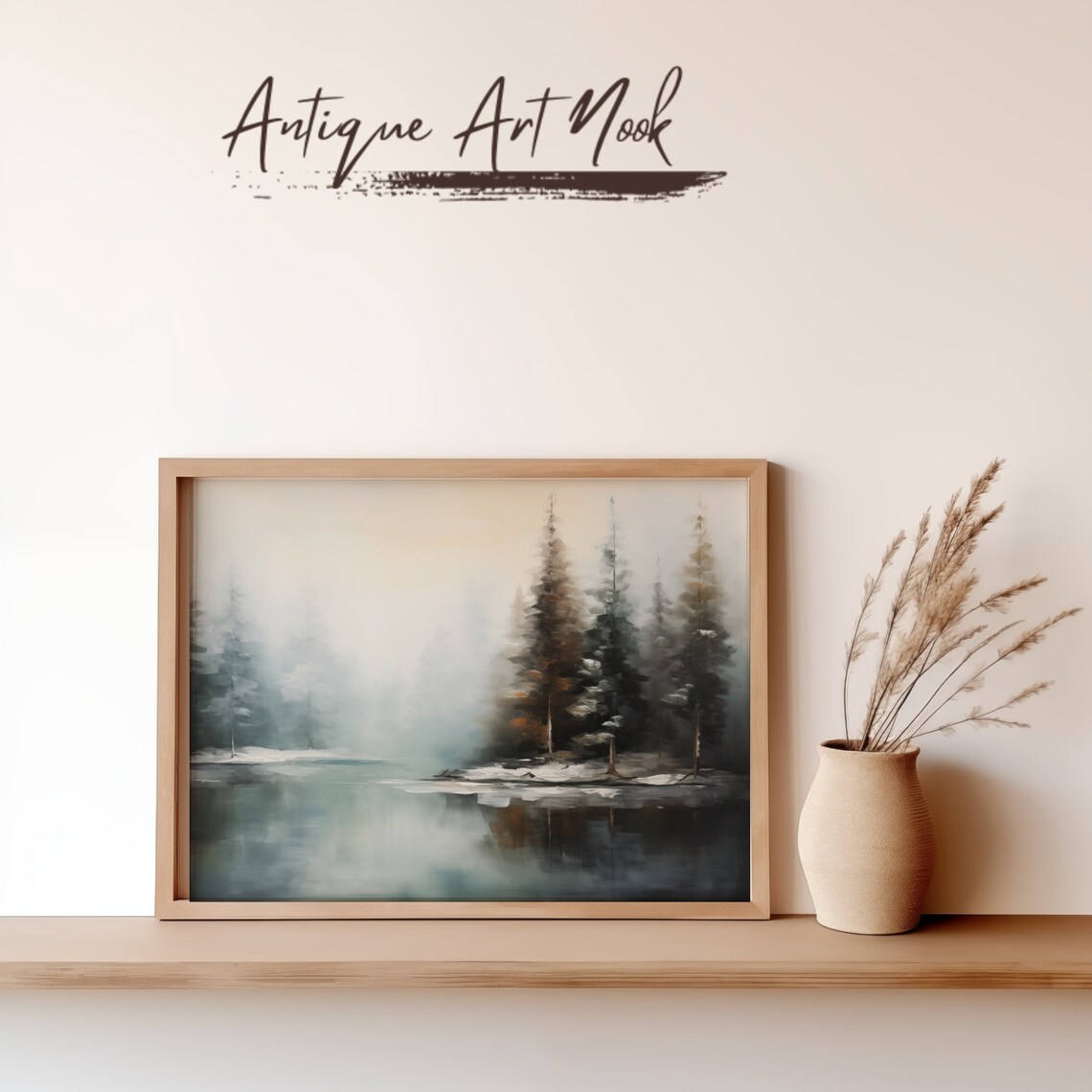 Snowy Landscape Vintage Landscape Art Print - Image 3