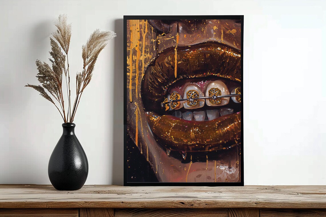 African Female Home Decor Black Women Print Black Lady Rustic Painting Afrocentric Feminine Vintage Poster African Girl Portrait - Image 4