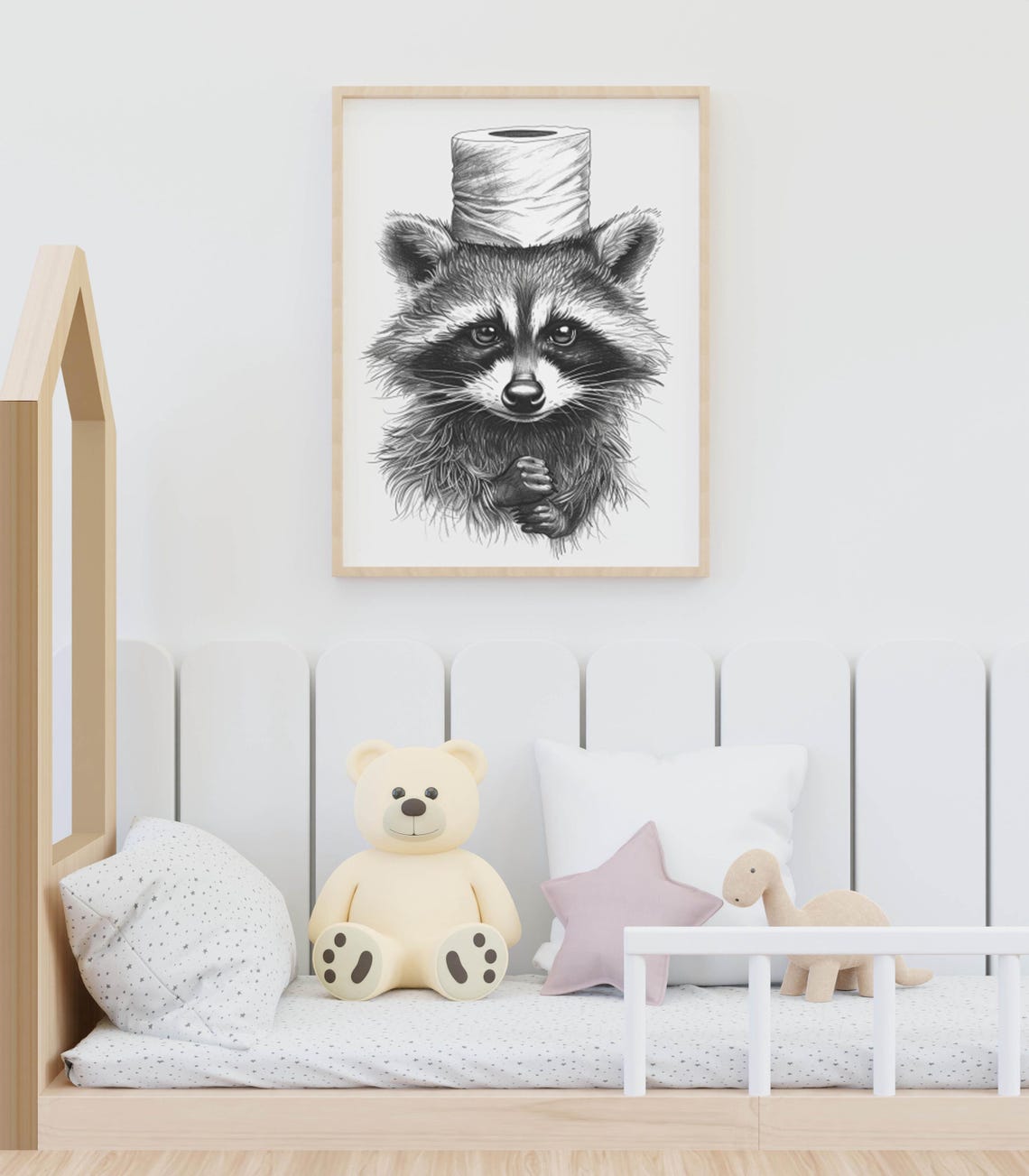 Raccoon Room Decor Raccoon Bathroom Portrait Funny Raccoon Painting Raccoon Rustic Poster Minimalist Raccoon Print Raccoon Gallery Art - Image 4