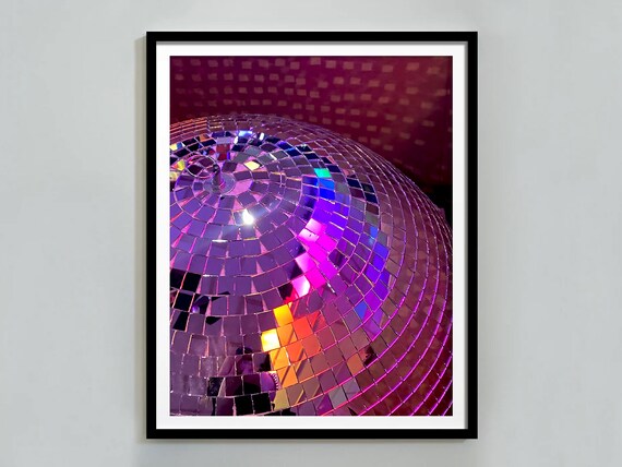 Purple Disco Ball Close Up Sparkling Party Nightlife Photo Poster
