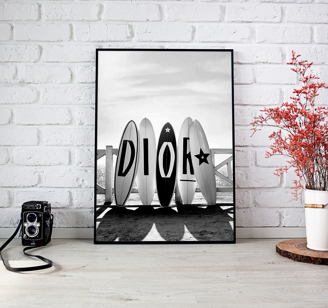 Dior Letter Surfboards Black and White Beach Luxury Photo Poster - Image 3