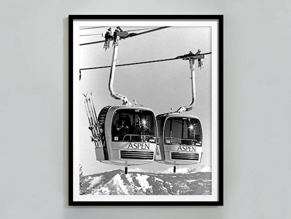 Vintage Aspen Gondola Ski Poster, Ski Lodge Decor
