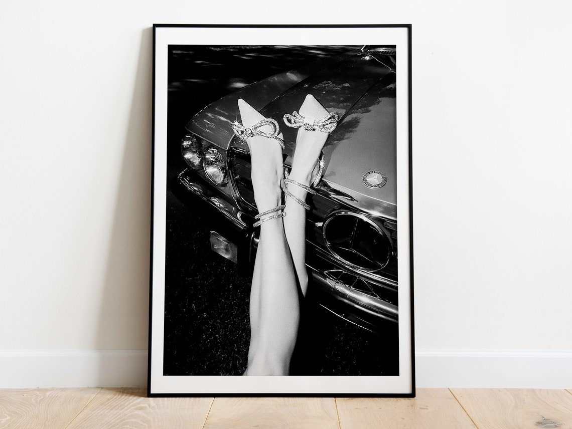 High Heel In Classic Car Print Hypebeast Wall Art Black And White Fashion Photography Feminist Poster Luxury Fashion Wall Art - Image 2