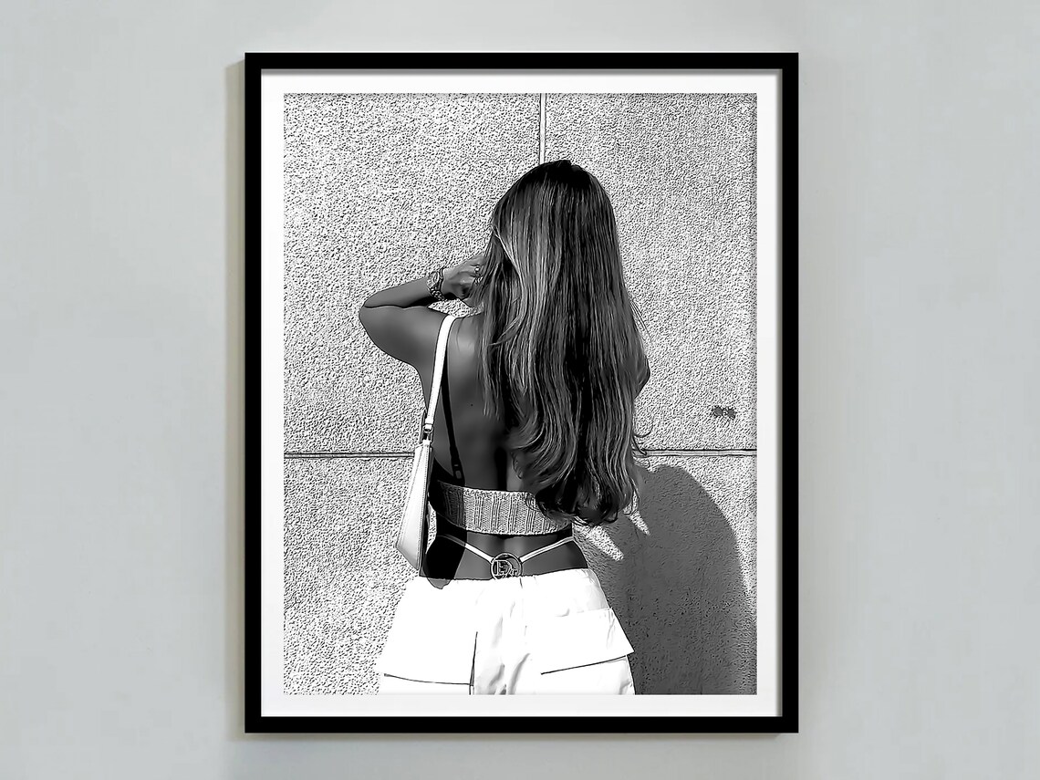 Woman In White From Behind Minimalist Summer Street Fashion Poster