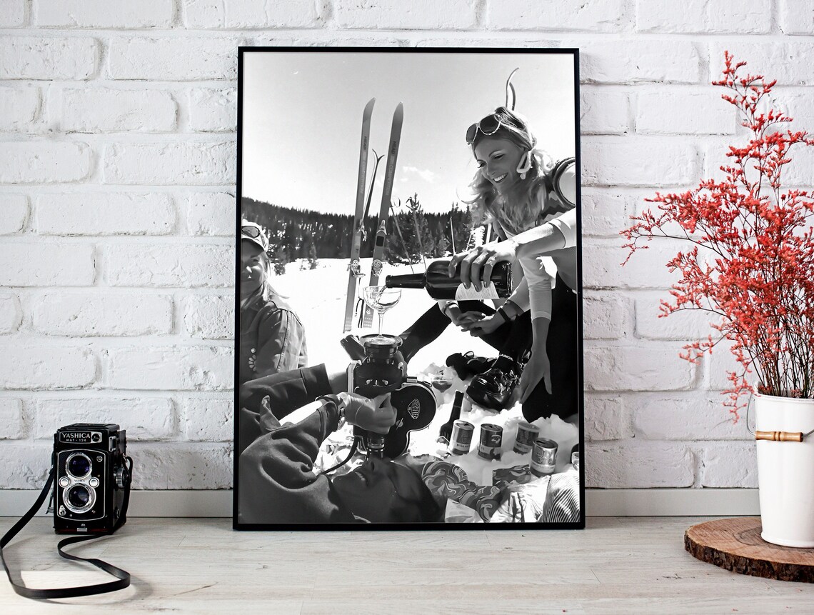 Vintage Apres Ski Poster, Ski Lodge Bar Cart Art - Image 2