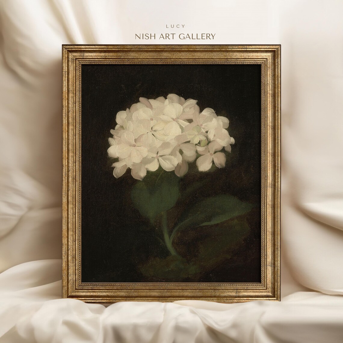 Vintage Hydrangea Art Print, Antique Floral Wall Art