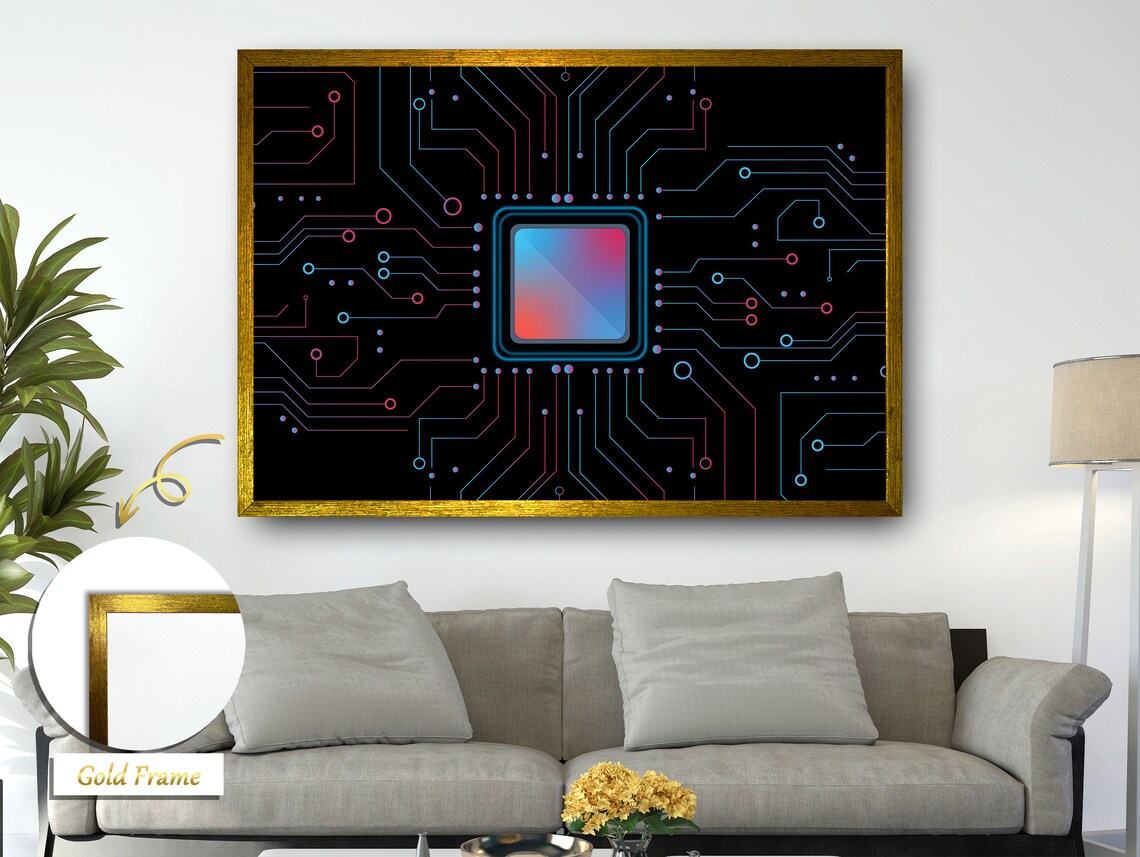 Circuitry Abstract Art, Tech Inspired Gradient Patterns - Image 4