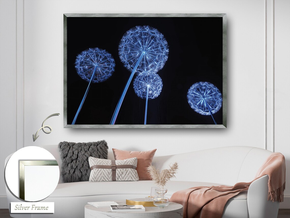 Illuminated Dandelion, Blue Glow Night Blossom - Image 2