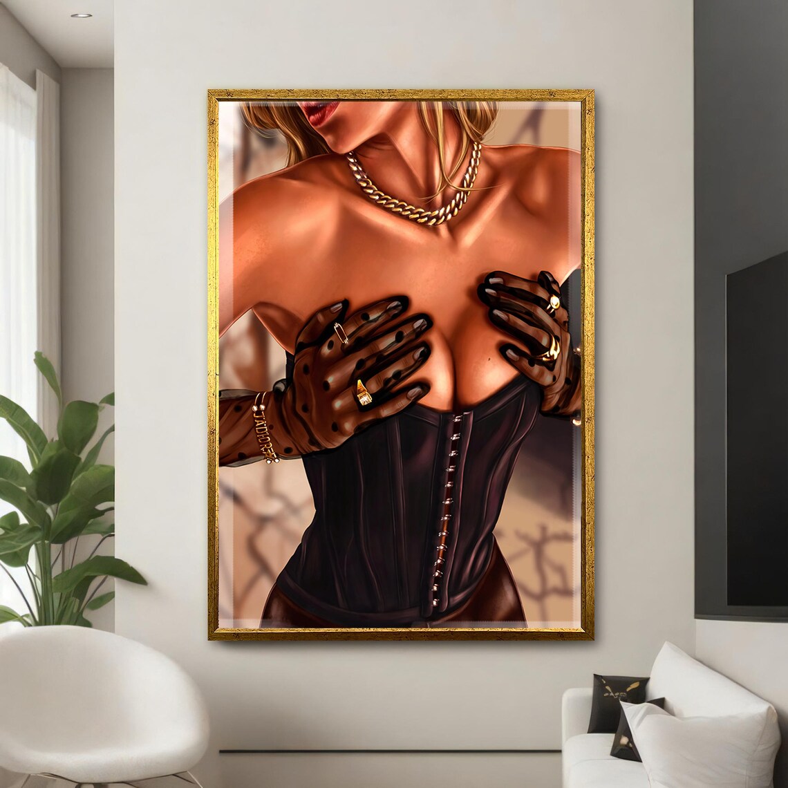 Bold Corset And Gloves Female Portrait Art - Image 5