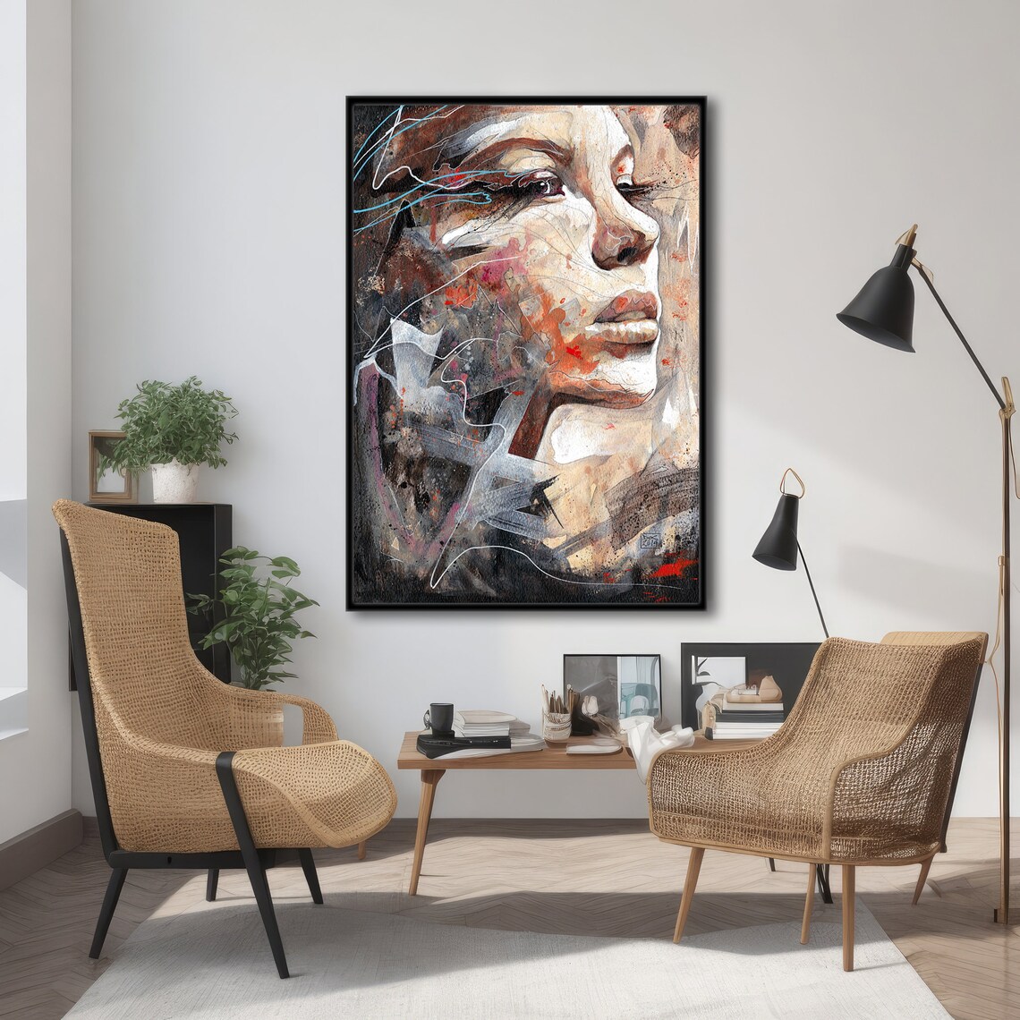 Woman Portrait Painting, Abstract Portrait Artwork - Image 3
