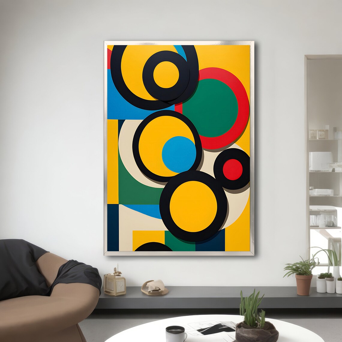 Modern Geometric Abstract Painting, Colorful Circles - Image 3