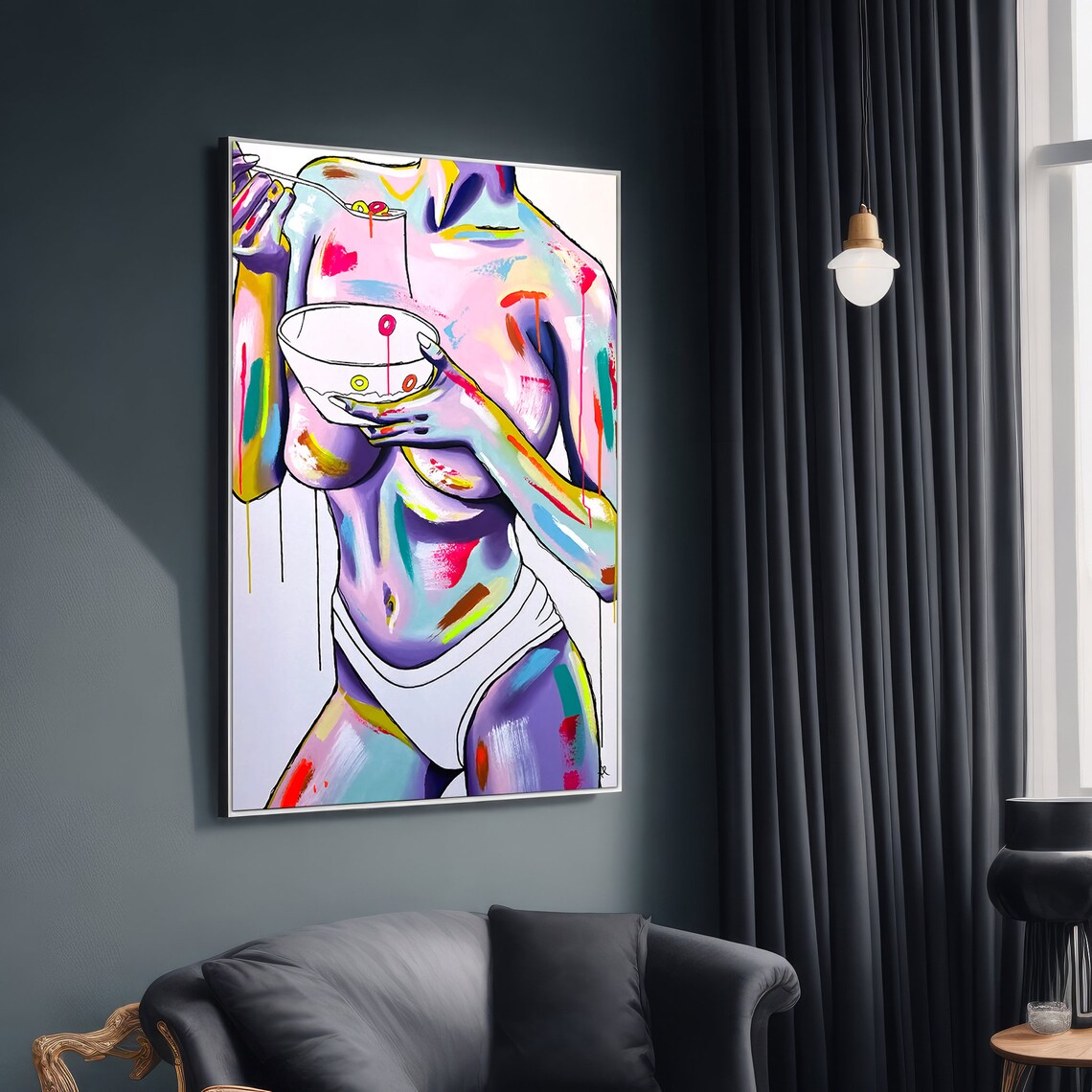 Nude Woman With Cereal Bowl, Sensual Pop Art