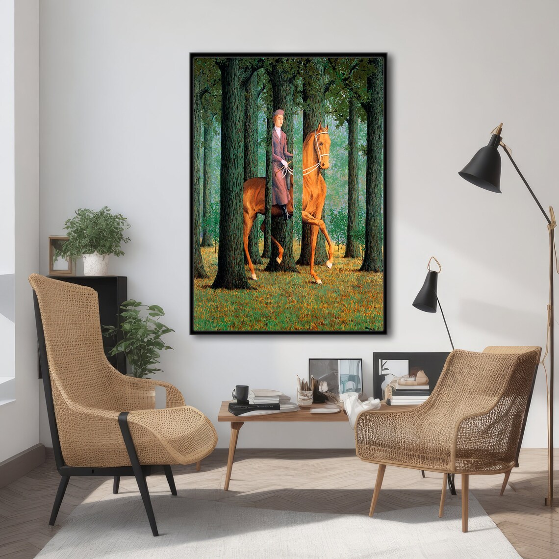 Magritte Inspired Horse And Rider In Forest Art Print - Image 4